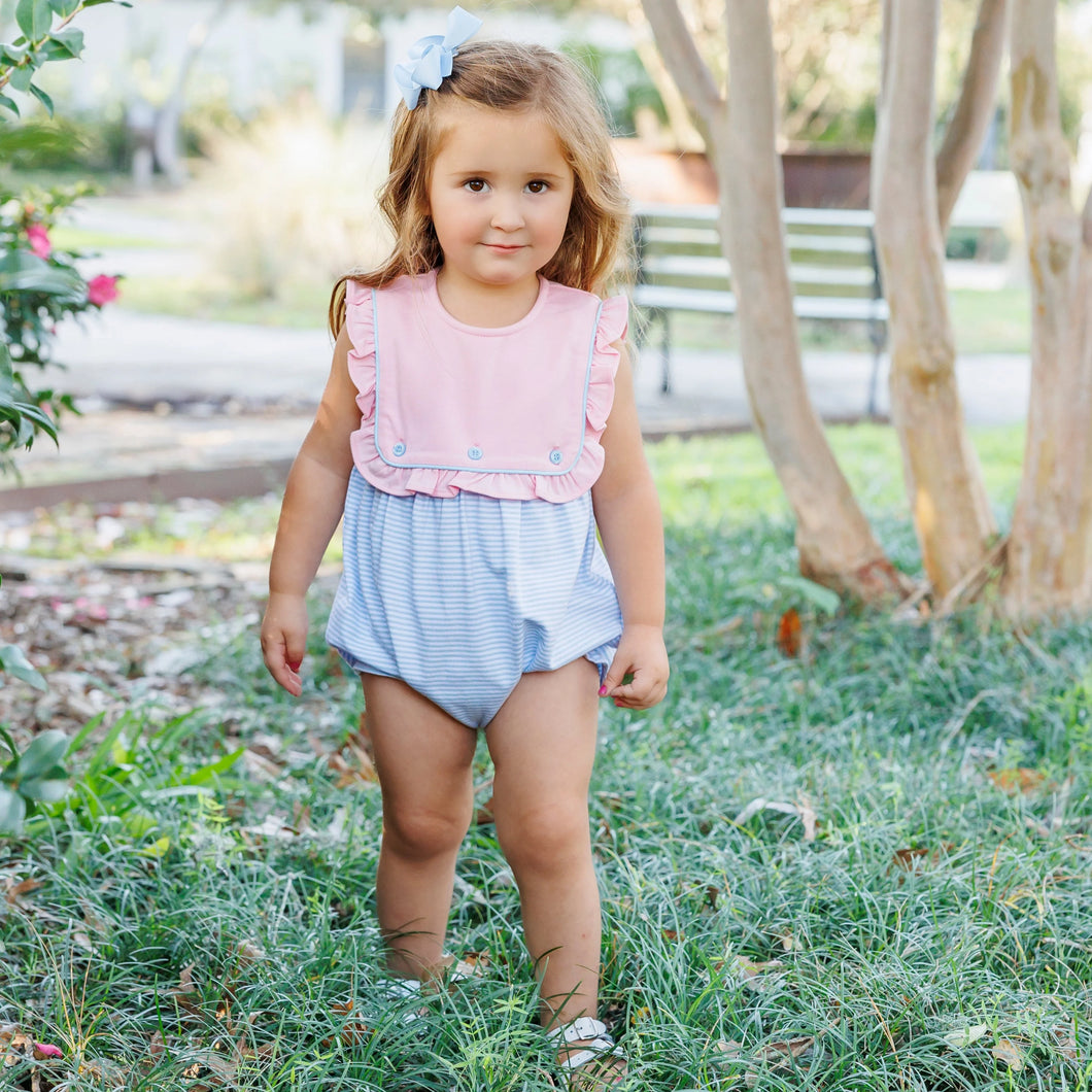 Amelia Bubble pink with Light Blue Stripe