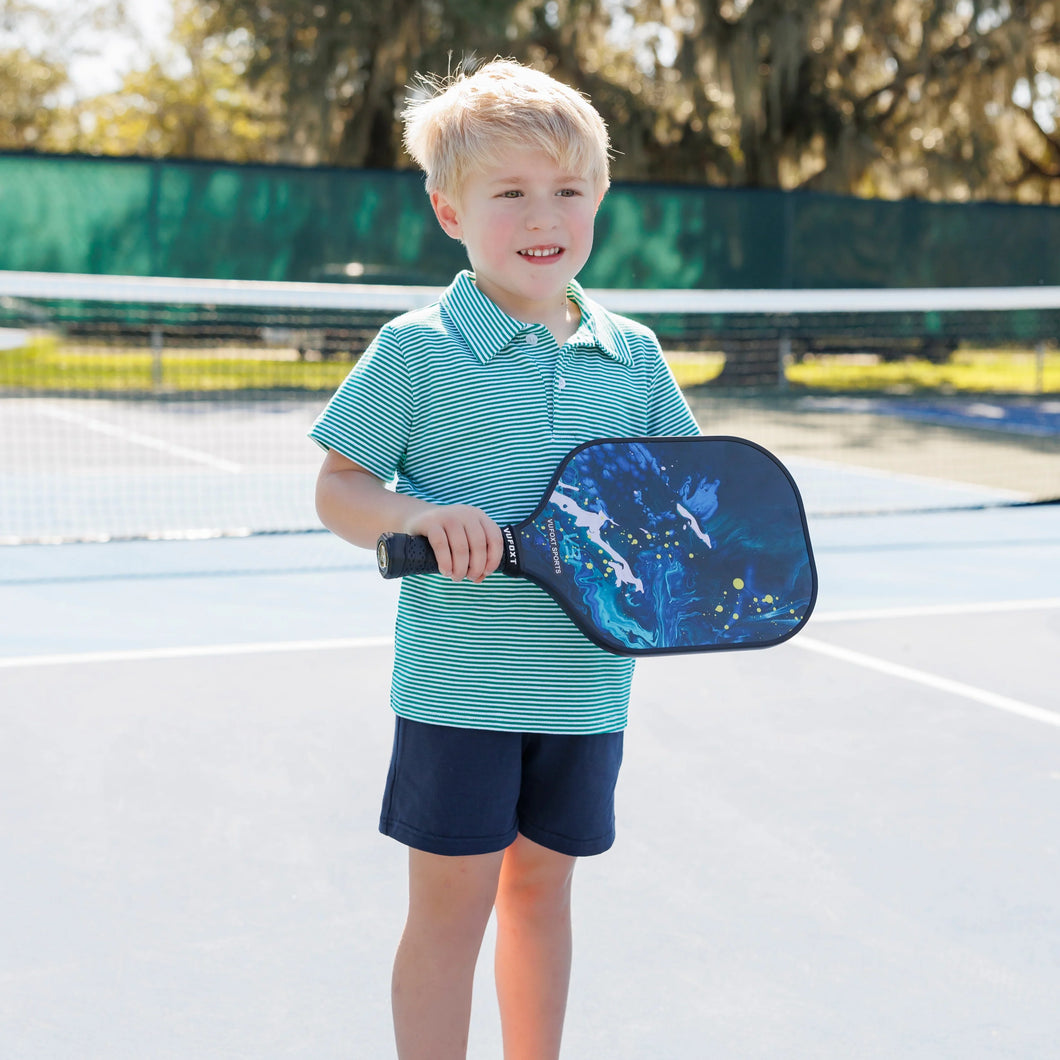 Michael Polo Green Stripe with Navy Shorts