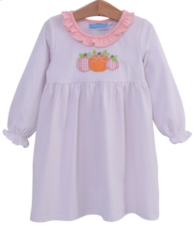 Trotter Street Pumpkin Trio Appliqué dress