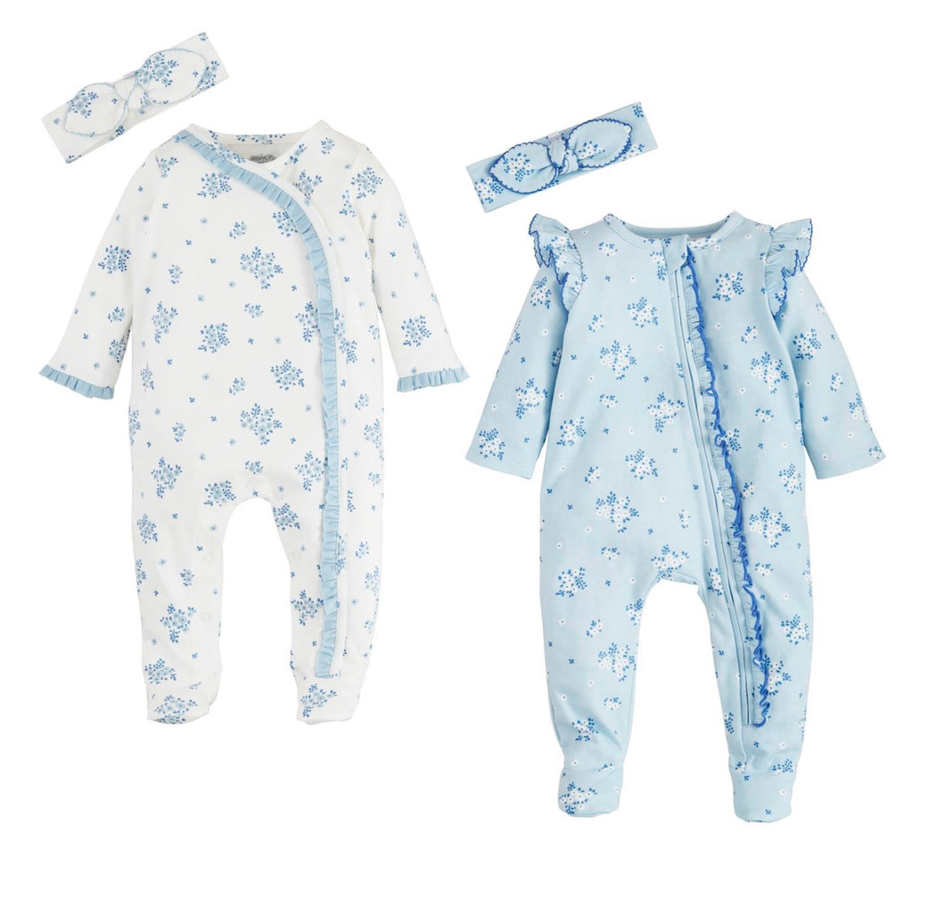 White Ditsy Floral Sleeper by Mudpie