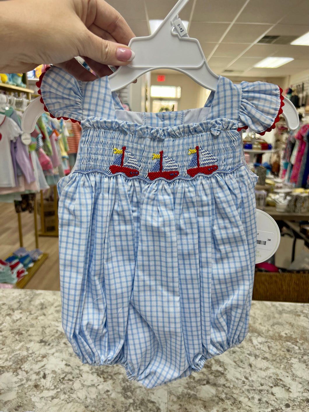 Sailboat Aria Bubble light blue windowpane by zuccini kids