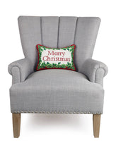 Load image into Gallery viewer, Merry Christmas Embroidered Needlepoint Pillow 10x14
