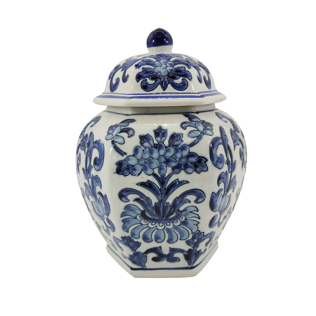 Blue & White Chinoiserie Ceramic Jar 12