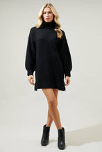 Load image into Gallery viewer, Shawnee Waffle Knit Turtleneck Sweater Dress: Emerald
