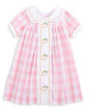 Load image into Gallery viewer, Proper Pumpkins Pink Gingham A-Line Dress with Pumpkin Embroidery: 2T
