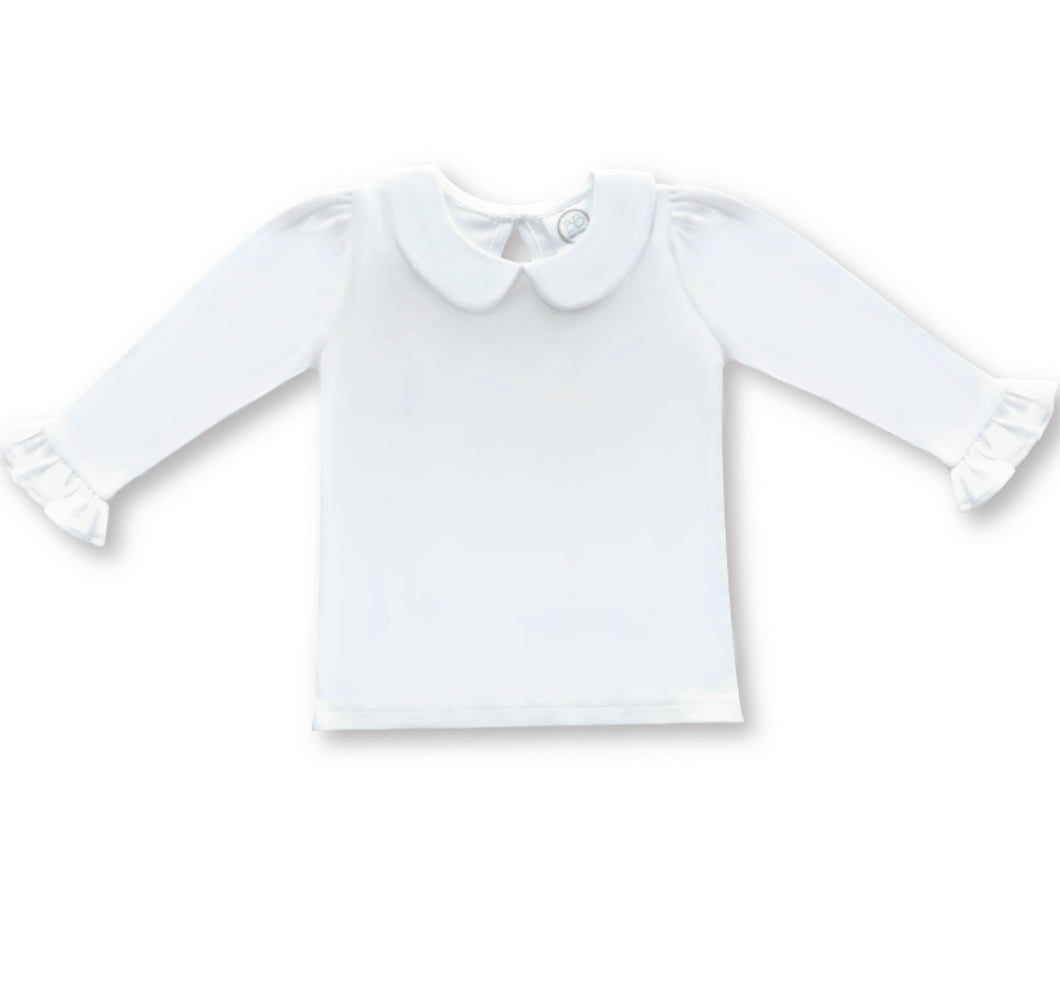 BB Peter Pan collar ruffle sleeve white shirt
