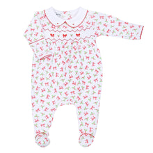 Load image into Gallery viewer, Chloe&#39;s Classics Smocked Collared Printed Footie: Red / NB

