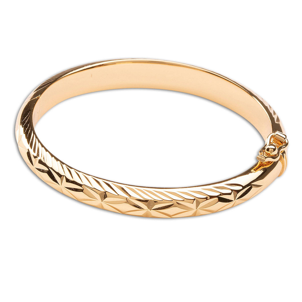 14K Gold-Plated Etched Baby Bangle for Kids Gift for Girls: Small 0-12m