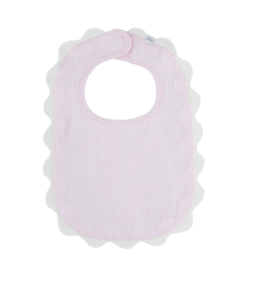 Mudpie pink seersucker Scalloped Bib