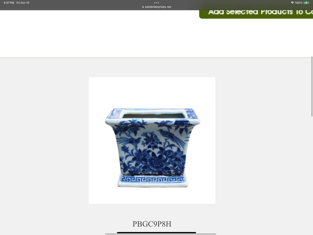 Blue and White Rose Canton Cachepot 6”to 7.5”w X 7.5”deep