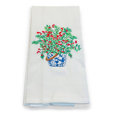 Load image into Gallery viewer, Towel - Red Berries in Chinoiserie Planter Pot
