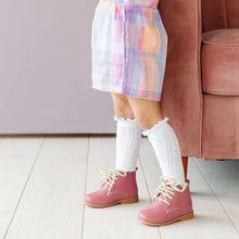 Load image into Gallery viewer, White Fancy Lace Top Knee High Socks: 6-18 MONTHS
