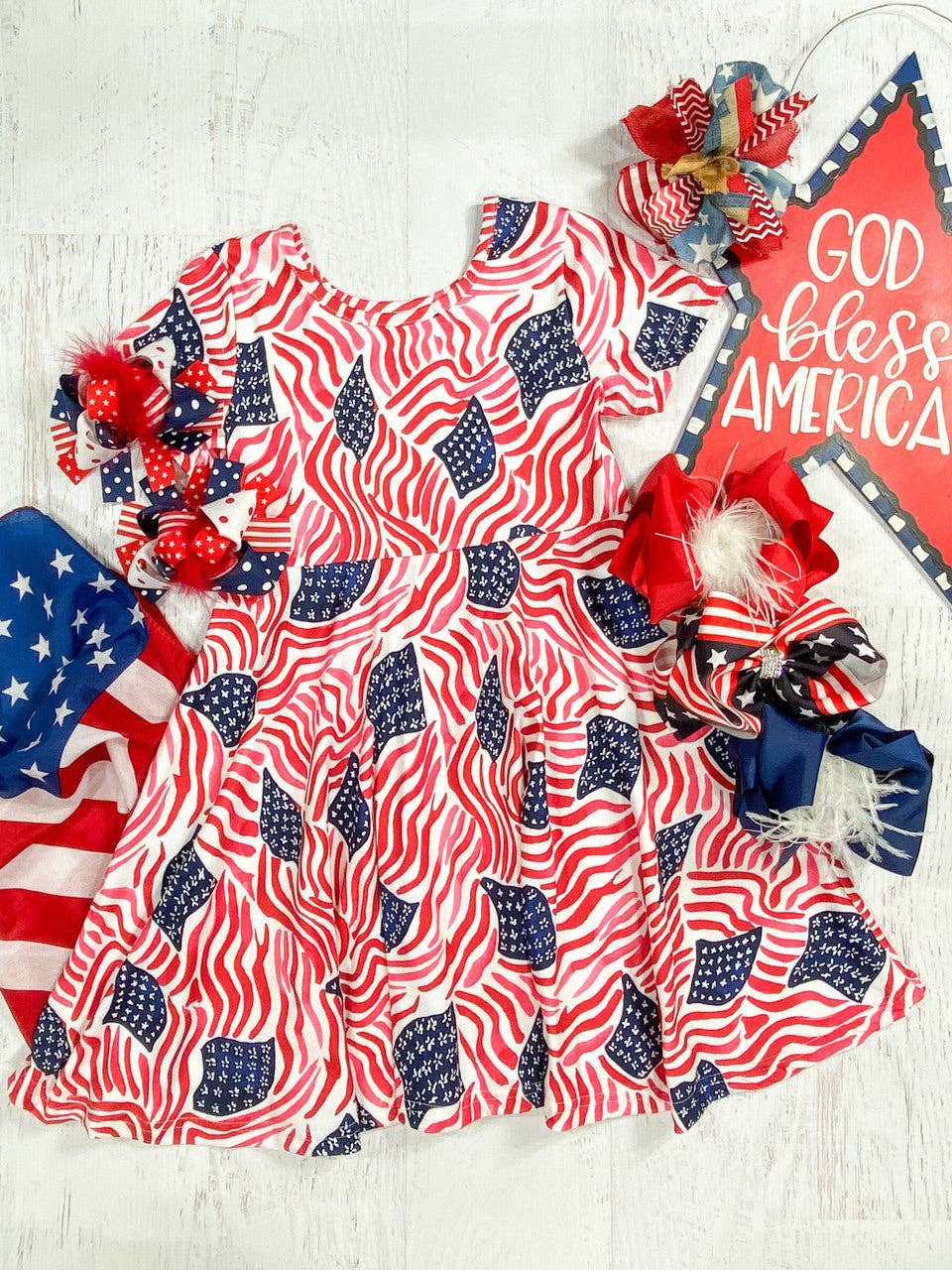 American Flags Collage Twirl Dress