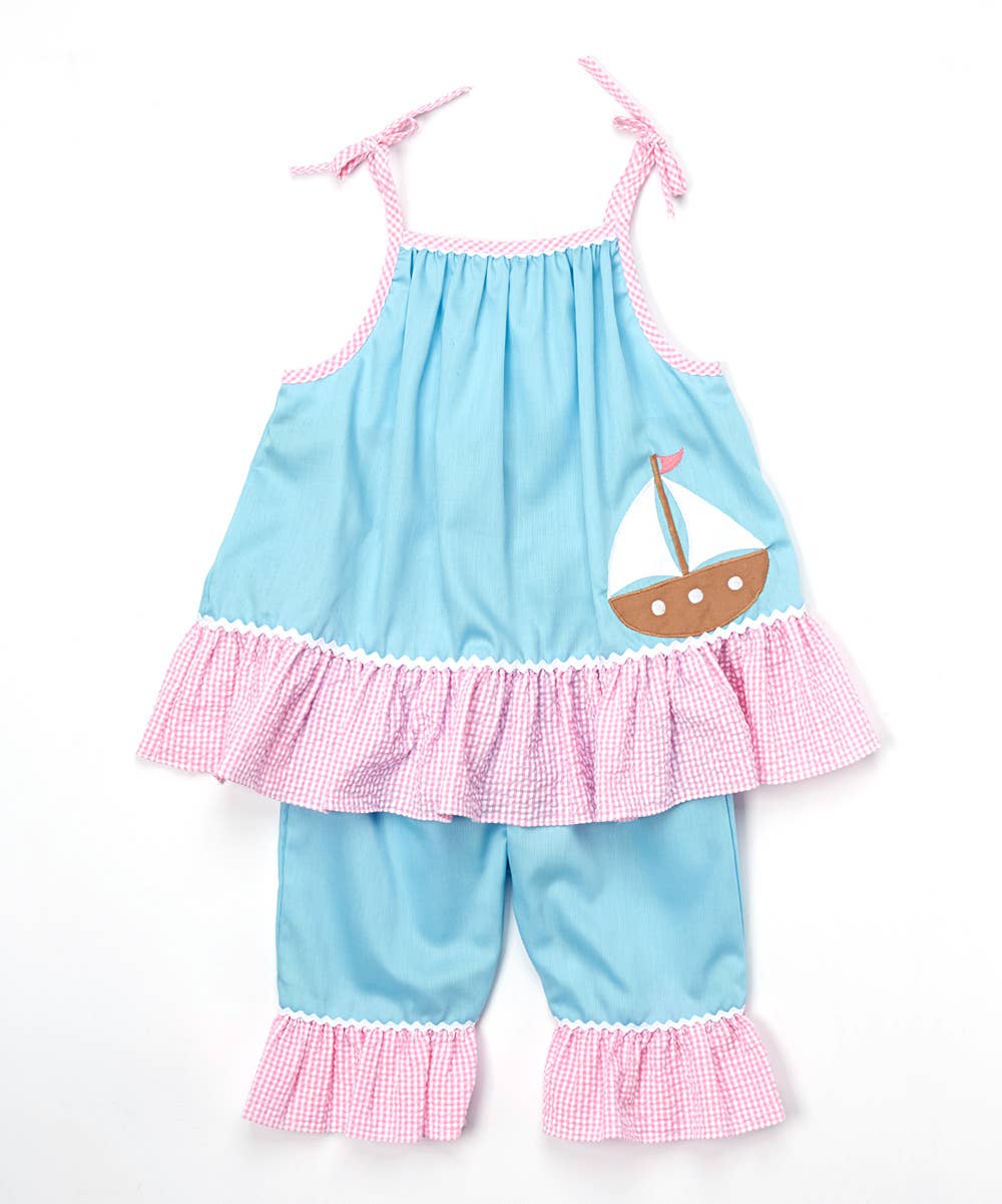 Pirate Ship Applique Top & Capri Set