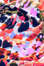 Load image into Gallery viewer, Melissa Multicolor Abstract Print Ruffled Maxi picture appears navy but it is black in person
