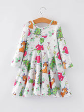Load image into Gallery viewer, Christmas Character Christmas Tree Print Girls Dress

