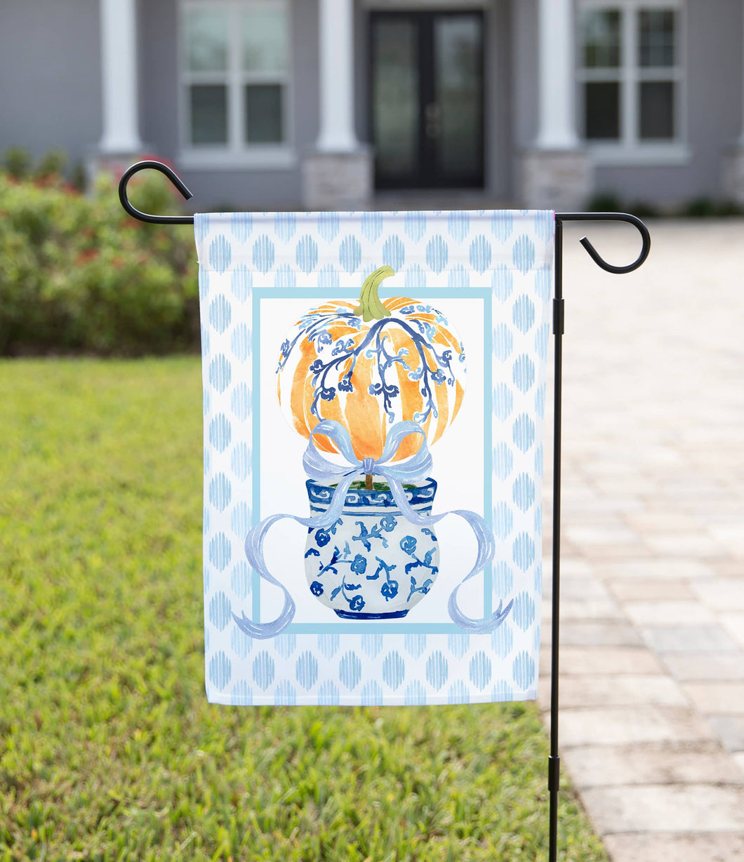 Fall Garden Flag - Blue Background and Bow: 12