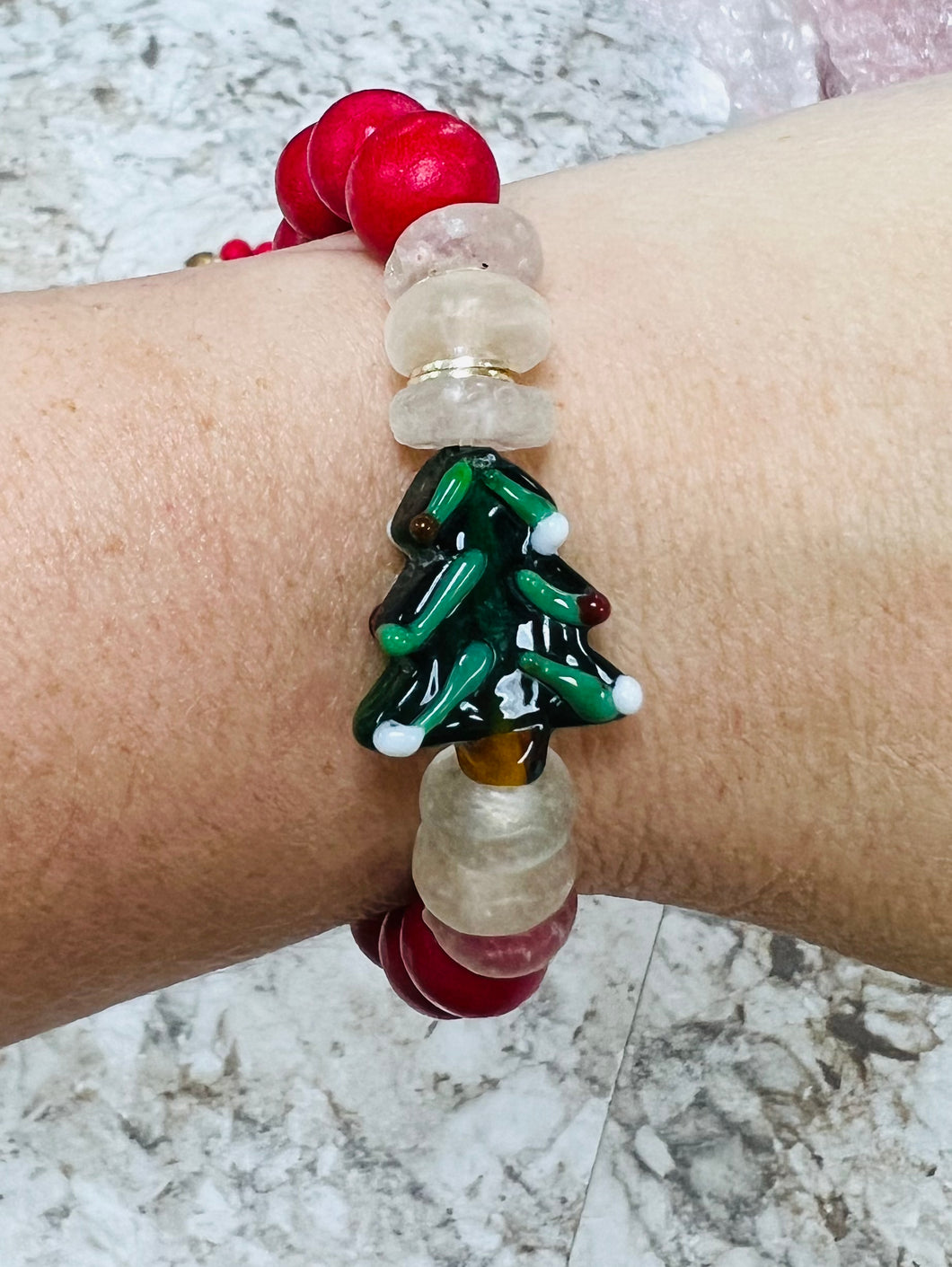 The Hayden red Christmas tree bracelet