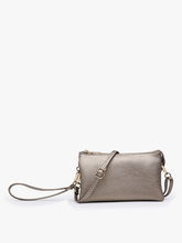 Load image into Gallery viewer, M013 Riley Monogrammable 3 Compartment Crossbody/Wristlet: Saddle
