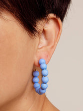 Load image into Gallery viewer, Small Matte Beaded Resin C-Shape Hoop Earring: Light Blue
