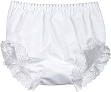 Load image into Gallery viewer, Double Seat Panty - Diaper Cover: 0-3 mos / White Eyelet Trim
