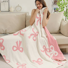 Load image into Gallery viewer, Adult ribbon pattern Throw Blanket : Pink
