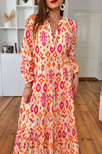 Load image into Gallery viewer, Orange Western Abstract Geometric Printed Maxi Dress: Orange
