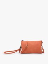 Load image into Gallery viewer, M013 Riley Monogrammable 3 Compartment Crossbody/Wristlet: Saddle
