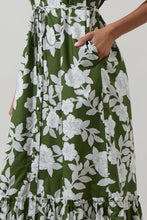 Load image into Gallery viewer, Haizley Floral Alna Button Up Midi Dress: CREAM-GREEN
