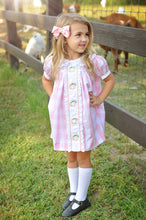 Load image into Gallery viewer, Proper Pumpkins Pink Gingham A-Line Dress with Pumpkin Embroidery: 2T
