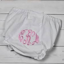 Load image into Gallery viewer, Double Seat Panty - Diaper Cover: 0-3 mos / White Eyelet Trim
