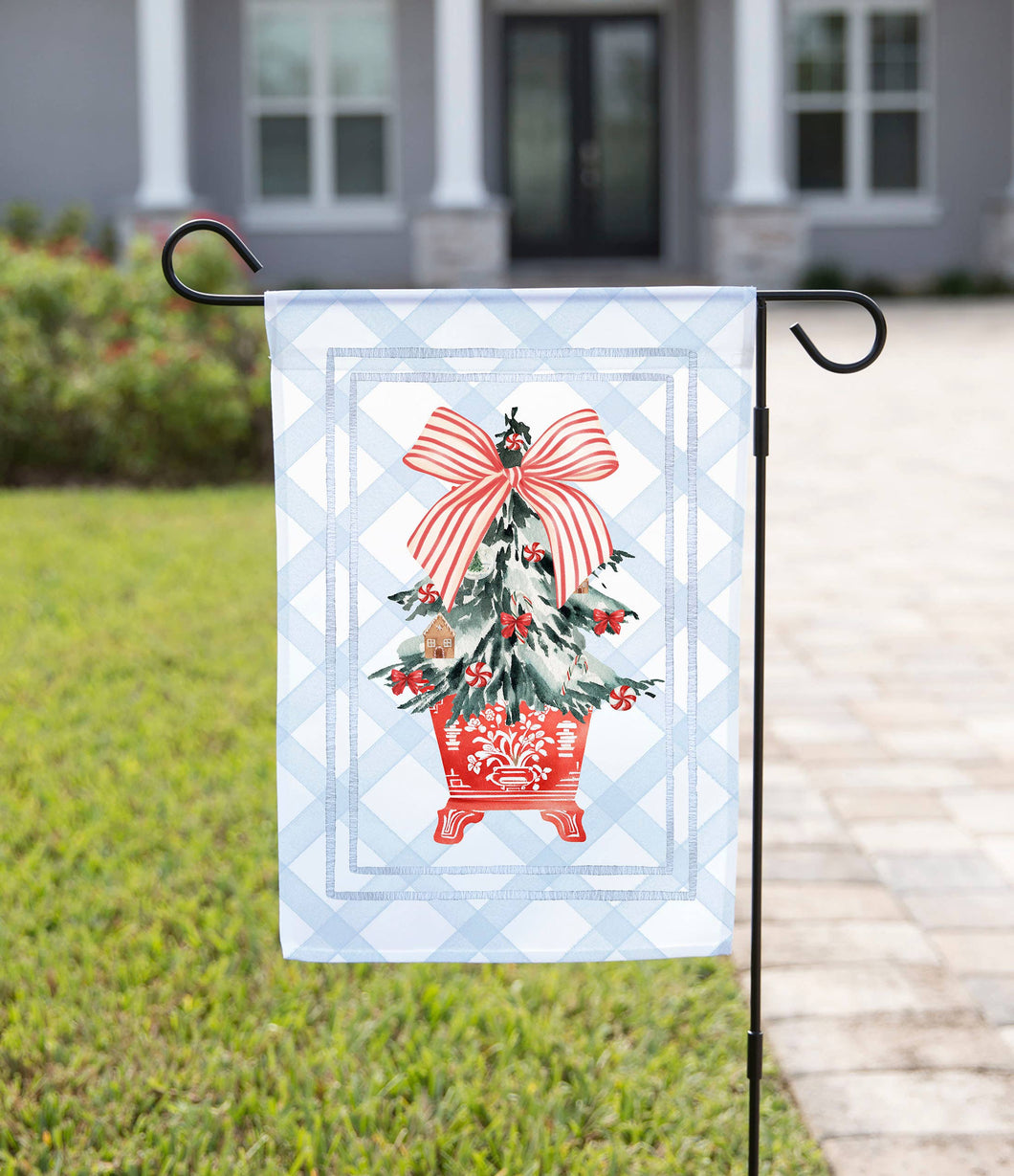 Blue Oriental Christmas Tree Garden Flag: 12