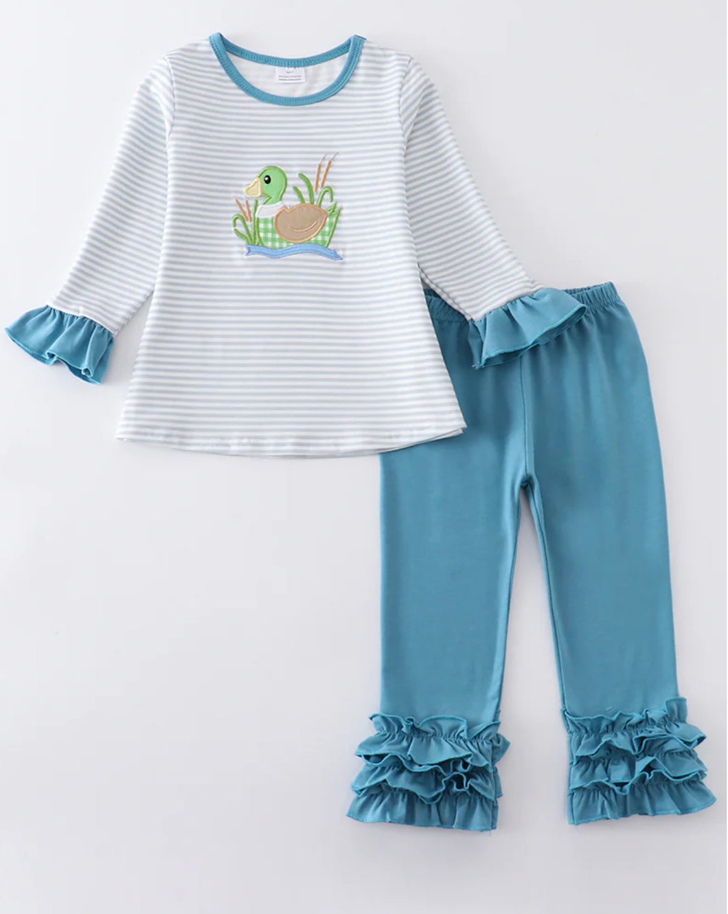 Blue Duck Stripe ruffle set