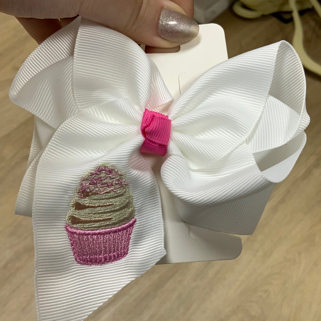 Cupcake alligator clip hair bow