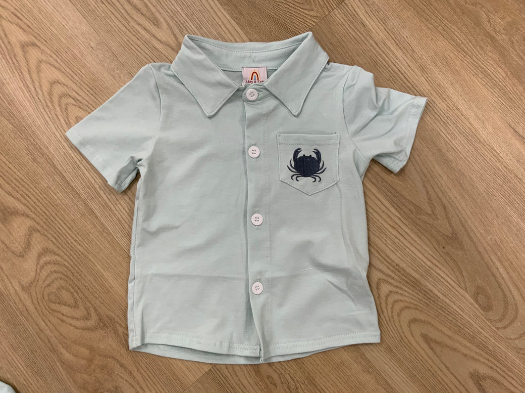 Mint Crab Collection-Boys button down shirt