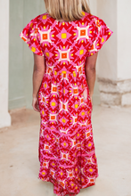 Load image into Gallery viewer, LDC Abstract Floral Tie V Neck  Dress|Multicolor: L / Strawberry Pink-pre order ships to me by 4-17-24
