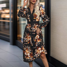 Load image into Gallery viewer, Women&#39;s Fashion Printed  Dress: Black / 100% polyester
