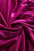 Load image into Gallery viewer, Velvet Shirred Waist Tiered Maxi Dress: Red Dahlia / 95%Polyester+5%Elastane
