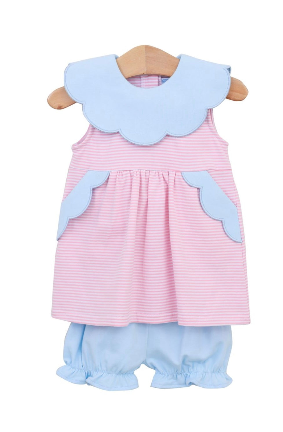 Penelope Bloomer Set- Light pink stripe /light blue