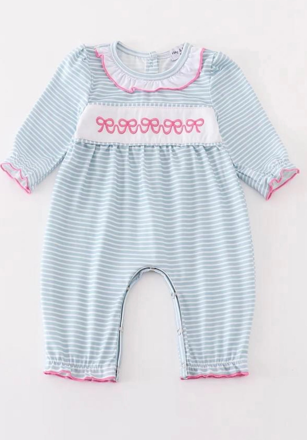 Blue Stripe Bow Romper