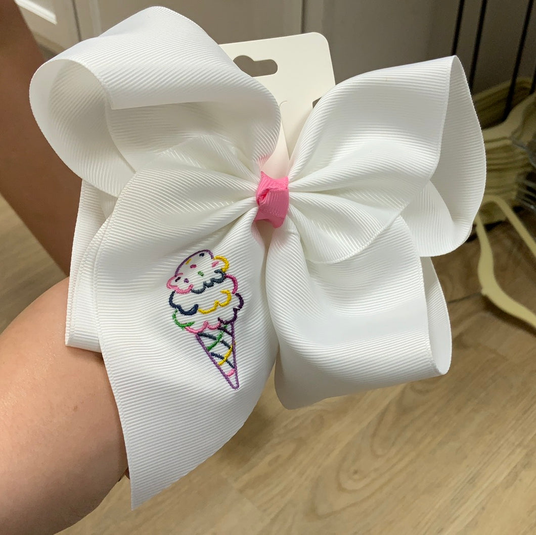 Ice cream alligator clip bow