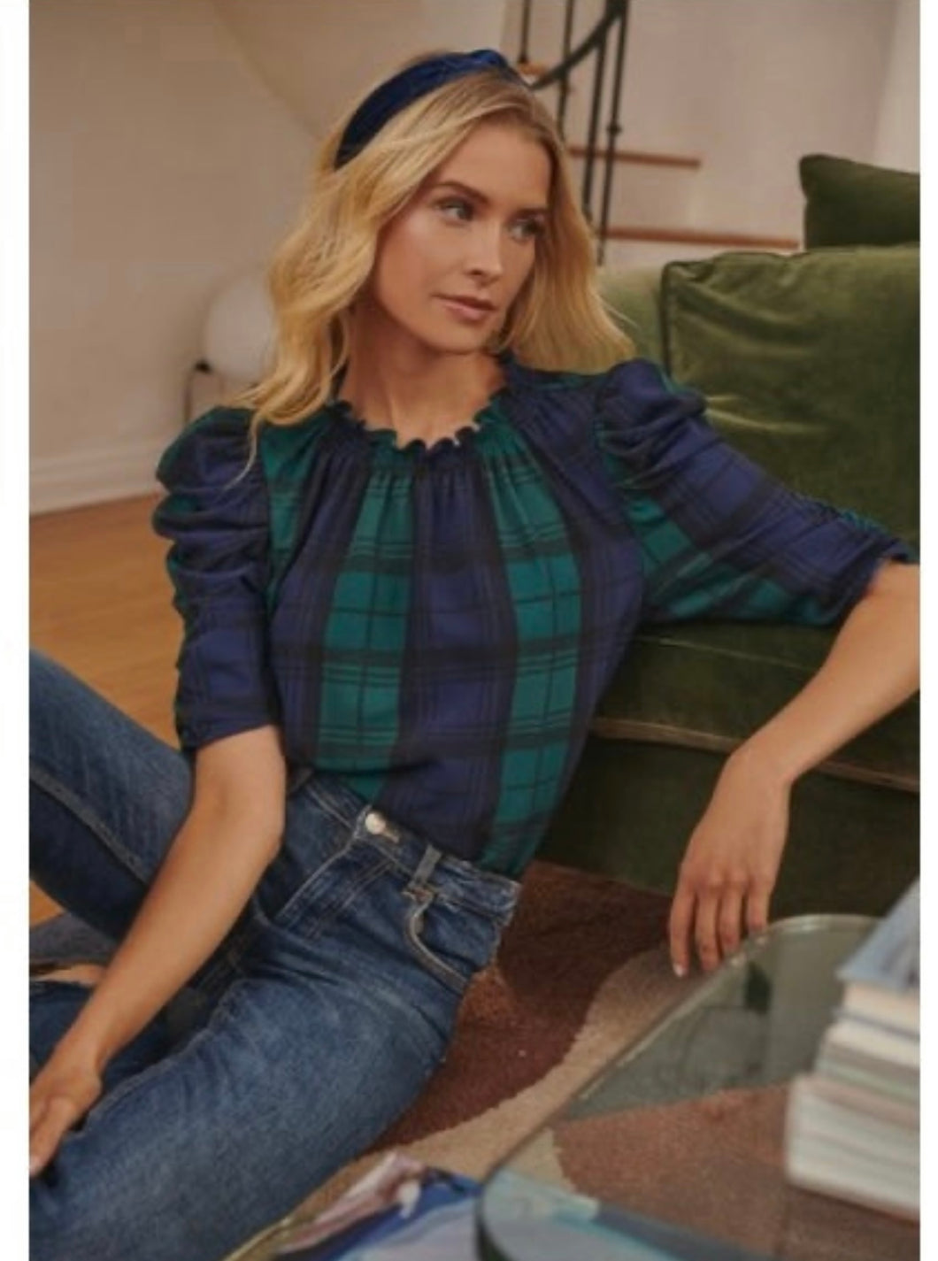 Hudson Plaid Drape blouse