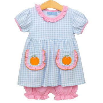 Pumpkin ruffle Short Sleeve Bloomer Set