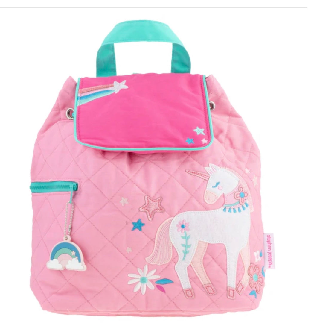 Quilted backpack pink unicorn by Stephen Joseph