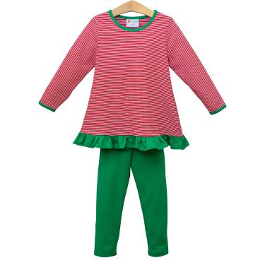 Ava Pant Set red stripe with Green by Jellybean
