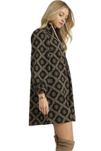Load image into Gallery viewer, Ebony Geometric print long sleeve Mini Dress
