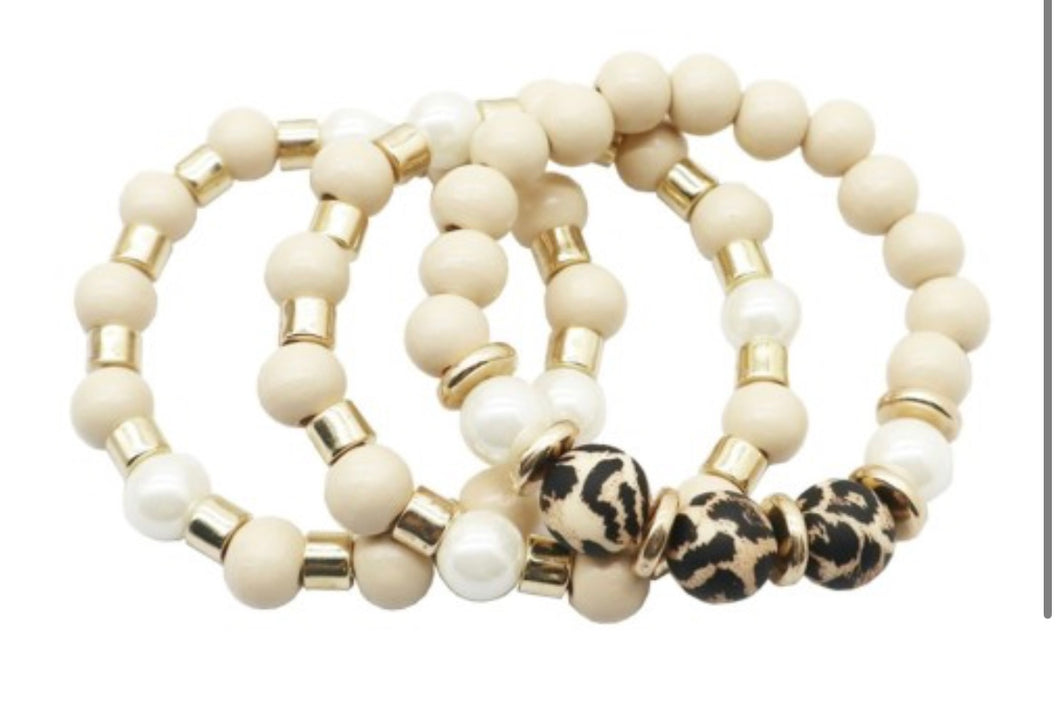 Laney bracelet natural and leopard