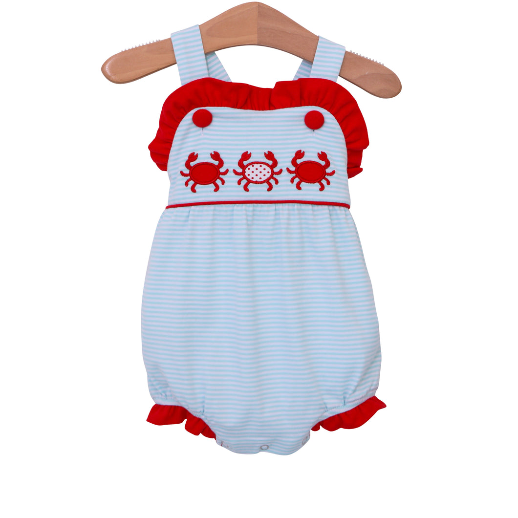 Crab Trio Ruffle Sunsuit by Trotter Street