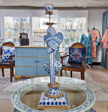 Load image into Gallery viewer, Porcelain blue and white parrot with Bronze ormolu set-right and left candlestick
