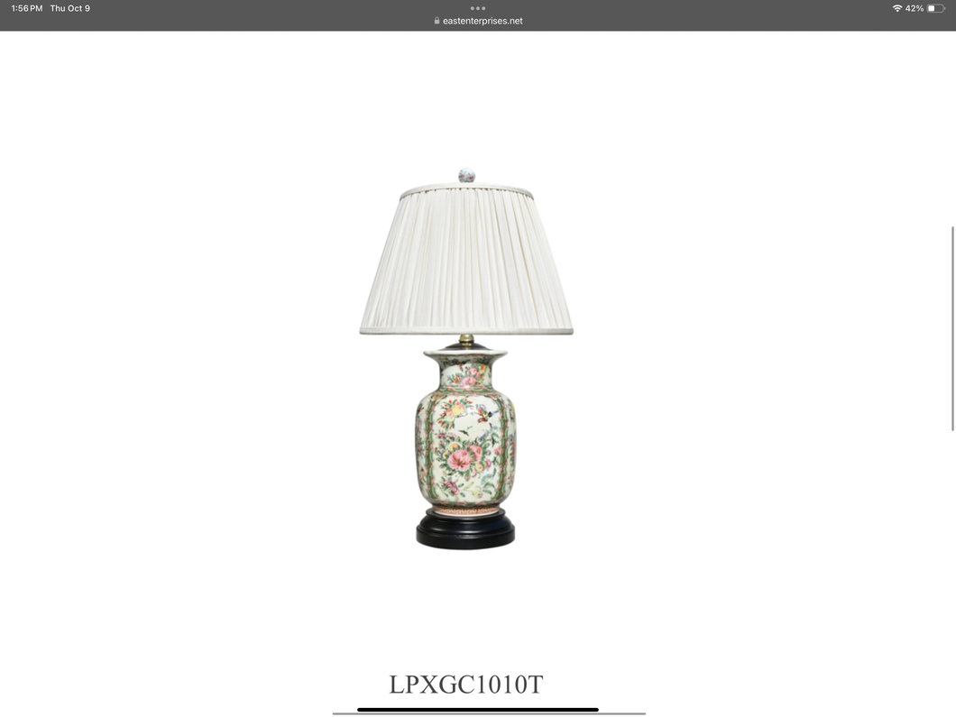 Rose Canton Lamp with Pleated Shade